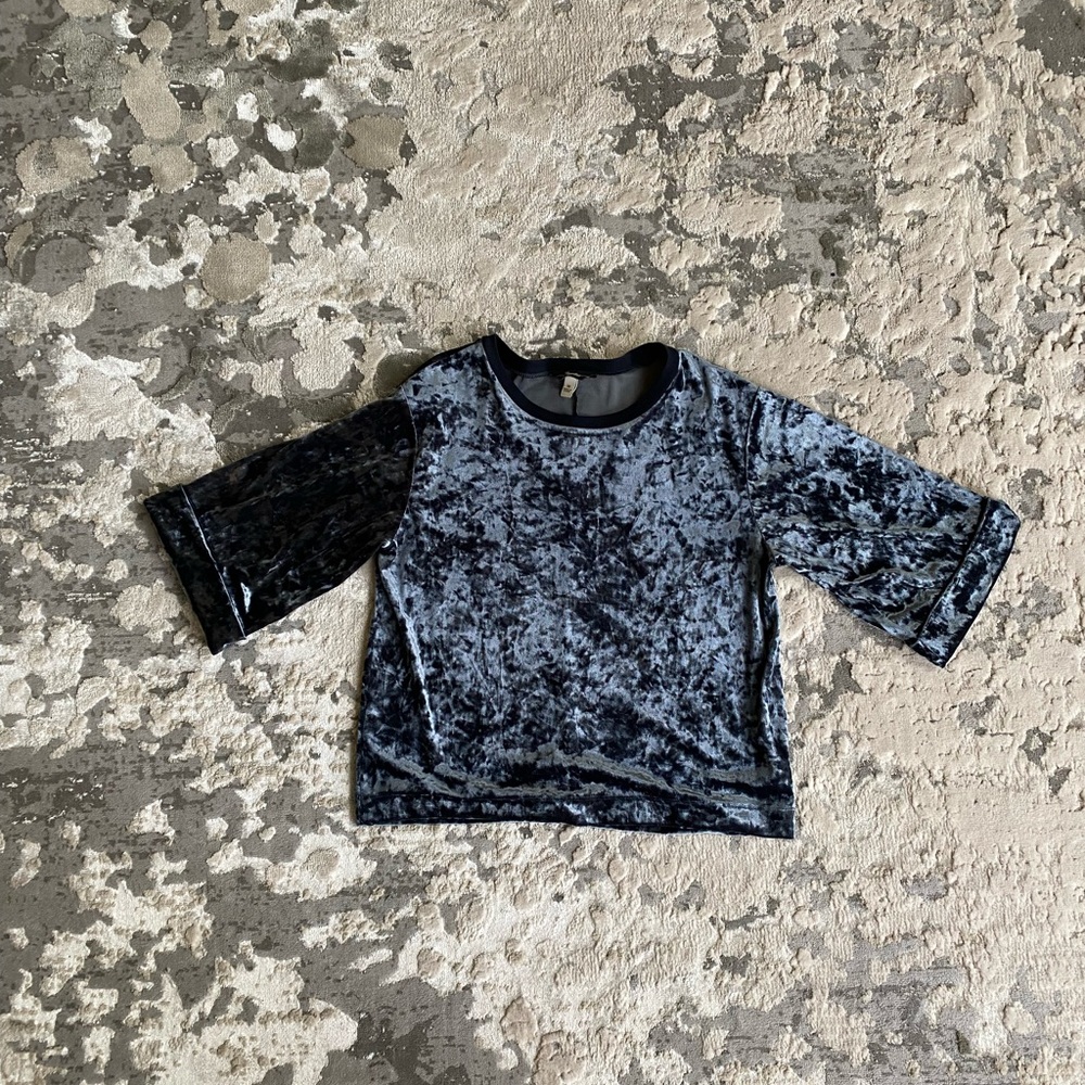 Blue Velour Oversize Tee
